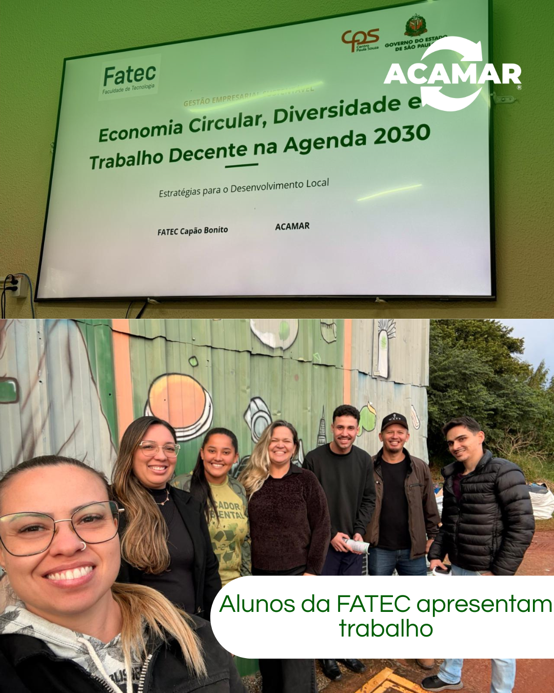 ACAMAR Recebe Alunos da FATEC de Capão Bonito para Apresentação de Trabalho sobre Economia Circular e Agenda 2030